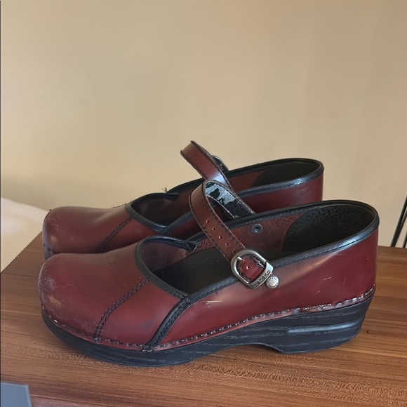 Dansko Red Leather Mary Jane Clogs - Picture 1 of 4